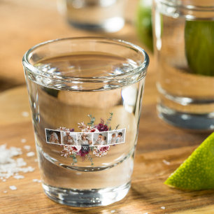 Trendy Collage Family Foto Farbige Blume Geschenk Schnapsglas