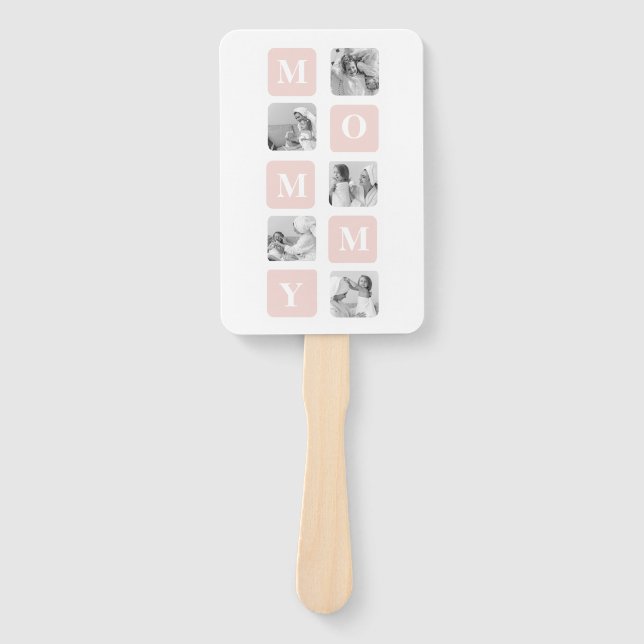 Trendy Collage Foto & Pastel Pink Bestes Mommy-Ges Fächer (Vorderseite)