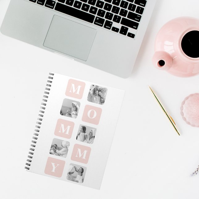Trendy Collage Foto & Pastel Pink Bestes Mommy-Ges Notizblock (Von Creator hochgeladen)