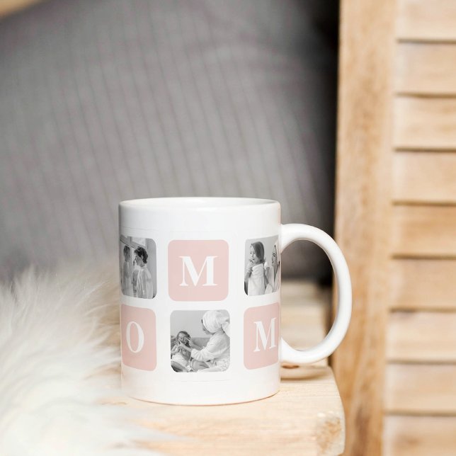 Trendy Collage Foto & Pastel Pink Bestes Mommy-Ges Tasse (Von Creator hochgeladen)