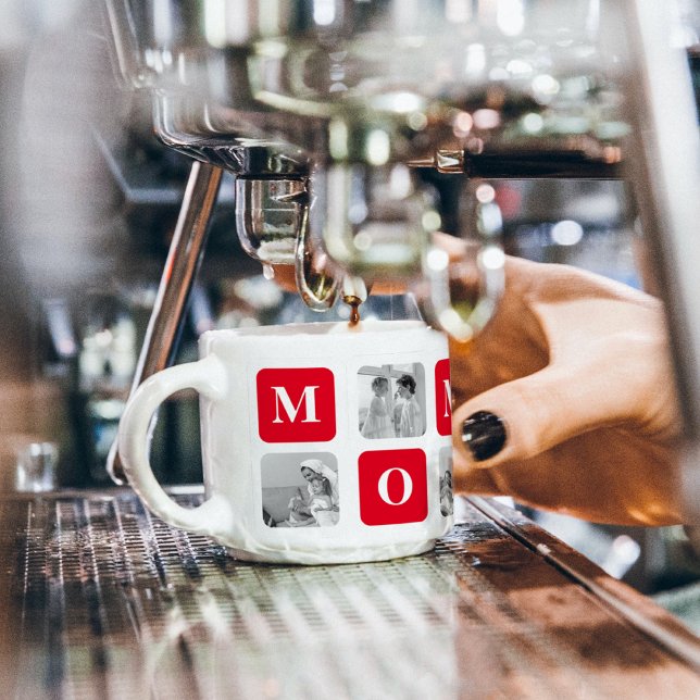 Trendy Collage Foto & Red Best Mommy Geschenk Espressotasse (Von Creator hochgeladen)