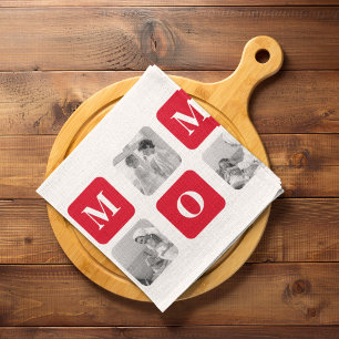 Trendy Collage Foto & Red Best Mommy Geschenk Geschirrtuch