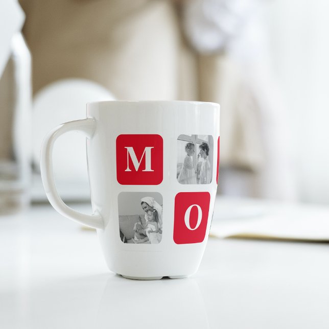 Trendy Collage Foto & Red Best Mommy Geschenk Milchtasse (Von Creator hochgeladen)