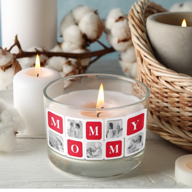 Trendy Collage Foto & Red Best Mommy Geschenk Rechteckiger Aufkleber (Von Creator hochgeladen)
