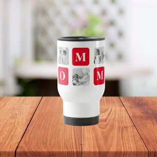 Trendy Collage Foto & Red Best Mommy Geschenk Reisebecher