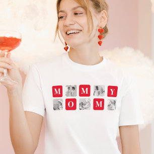 Trendy Collage Foto & Red Best Mommy Geschenk T-Shirt