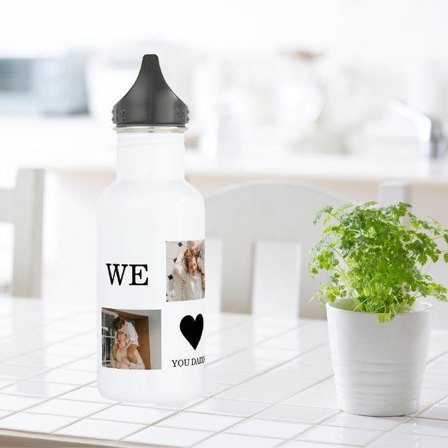 Trendy Collage Foto & Wir Liebe Sie Daddy Geschenk Edelstahlflasche (Von Creator hochgeladen)