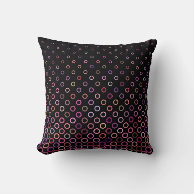 Trendy Colorful Circles Pattern on Black Kissen (Vorderseite)