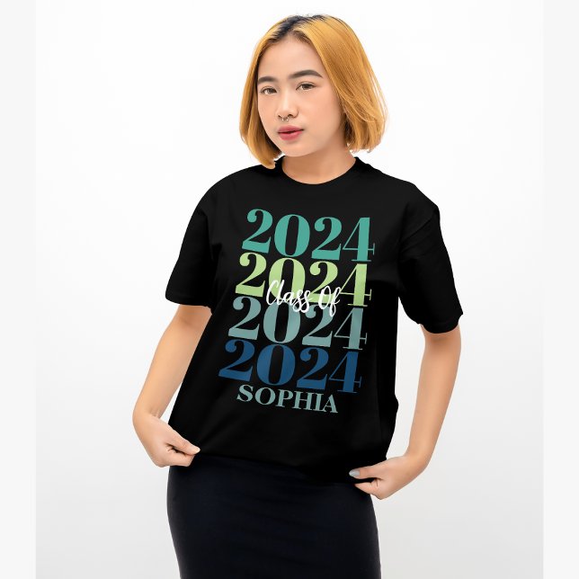 Trendy Colorful Class of 2024 Moderne Graduate T-Shirt (Von Creator hochgeladen)