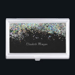 Trendy Colorful Confetti Black Visitenkarten Dose<br><div class="desc">Elegante bunte Konfetti auf schwarzem Hintergrund.</div>