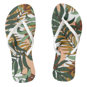 Trendy Colorful Exotic Blätter Pflanze Flip Flops