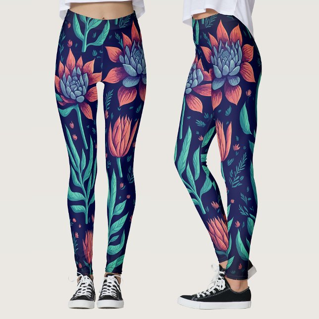 Trendy Colorful Garden Succules Blumenmuster Leggings (Von Creator hochgeladen)