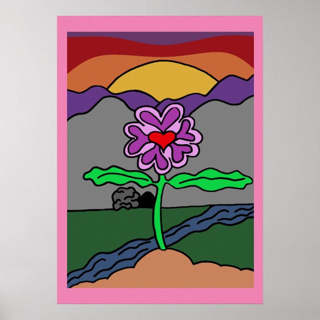 Trendy Colorful Hand Drawing Cartoon Blume Poster (Vorne)