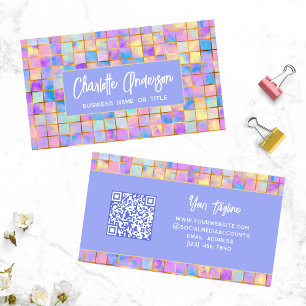 Trendy Colorful Modern Tiles QR Code Abstrakt Name Visitenkarte