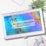 Trendy Colorful Stone Elegante Visitenkarten Dose<br><div class="desc">Atemberaubende und farbenfrohe Regenbogenfarben mit labradoritfarbenem Foto bilden die perfekte Kulisse für ein einfaches und modernes Design. Das ist eine Nahe eines echten Naturlabradoritsteins mit Blau, lila, Rosa, Gelb und Grün. Diese können für jedes Geschäft oder Individuum genutzt werden oder wären auch perfekt für eine Kristallwerkstatt! Trendy Modern Rainbow Crystal...</div>
