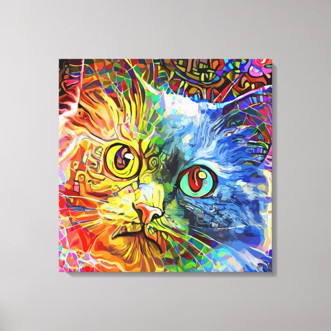 Trendy Colorful Tabby Cat Leinwanddruck (Vorderseite)