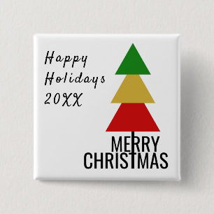 TRENDY COLORFUL XMAS TREE MERRY CHRISTMAS CUSTOM BUTTON