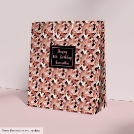 Trendy Colors Gift Bag Rose Gold Glitter Accent Mittlere Geschenktüte