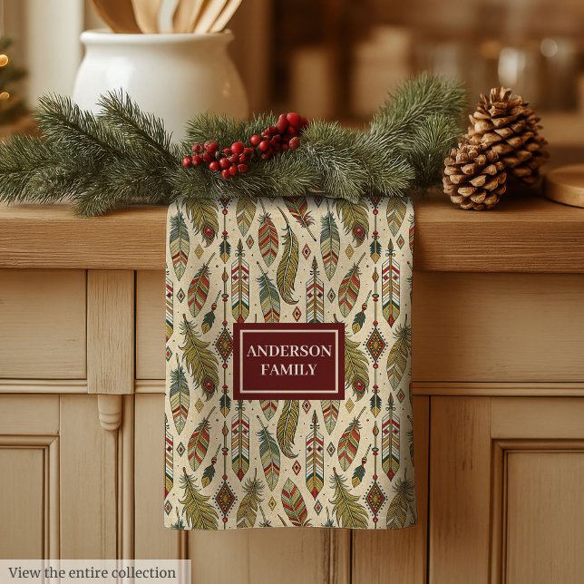 Trendy Colors Kitchen Towel Boho Custom Name Gift Geschirrtuch (Trendy Colors Kitchen Towel Boho Custom Name Gift)