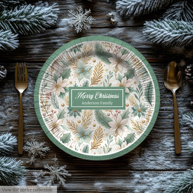 Trendy Colors Paper Plates Sage Green Christmas Pappteller (Trendy Colors Paper Plates Sage Green Christmas Art)