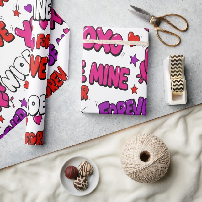 Trendy Comic Book Graffiti "Be Mine" Typography Geschenkpapier (Kunsthandwerk)