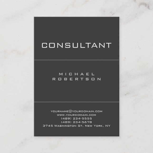 Trendy Consultant Gray Chubby Business Card Visitenkarte (Vorderseite)