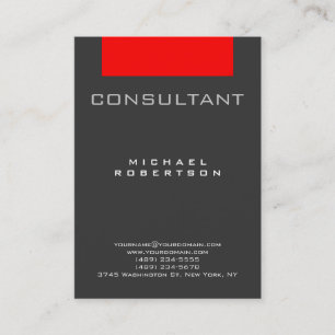 Trendy Consultant Red Gray Chubby Business Card Visitenkarte