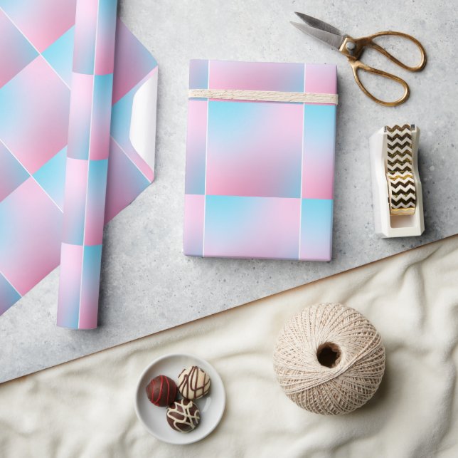 Trendy Contemporary Aquamarin Pink Blue Geschenkpapier (Kunsthandwerk)