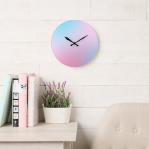 Trendy Contemporary Aquamarin Pink Blue Große Wanduhr
