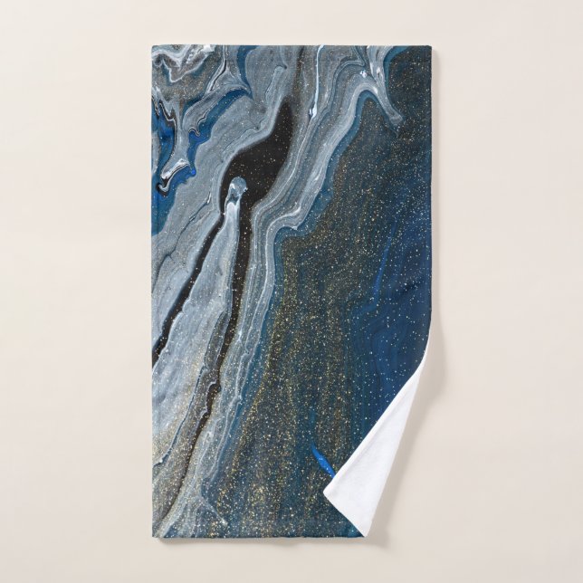 Trendy Cool Blue Marble Muster Badhandtuch Set (Handtuch)