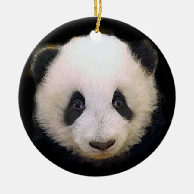 Trendy Cool Chic Panda Weihnachtsbaum Keramikornament (Vorne)