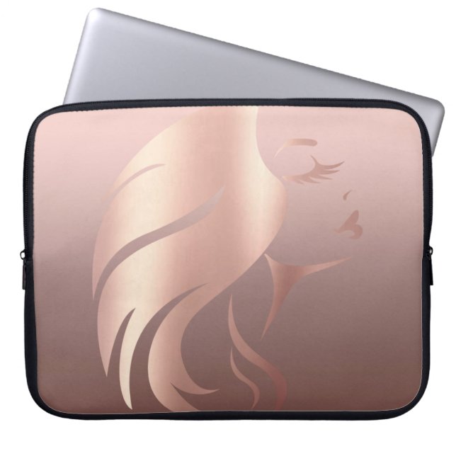 Trendy Cool Girl Face Silhouette Laptopschutzhülle (Vorderseite)