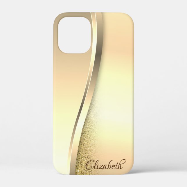 Trendy Cool Gold Glitzer - Personalisiert Case-Mate iPhone Hülle (Rückseite)