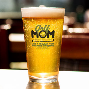 Trendy Cool "GOLF MAMA" Grüner Typografie-Pint Glas