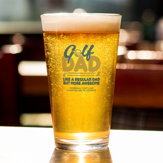 Trendy Cool "GOLF VATER" Blauer Typografie Pint Glas (Von Creator hochgeladen)