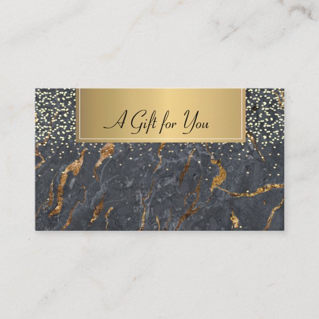 Trendy Cool Gray Gold Marble Confetti Rabattkarte (Vorderseite)