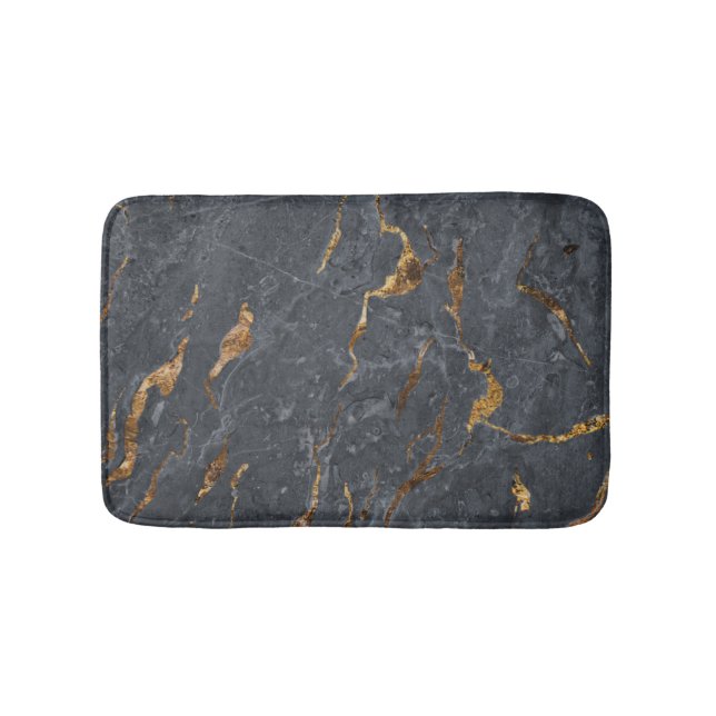 Trendy Cool Gray Gold Marmorstein Badematte (Vorderseite)