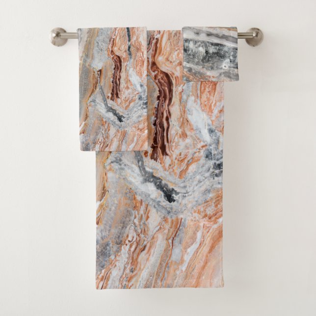 Trendy Cool Marble Stone Pattern Badhandtuch Set (Insitu)
