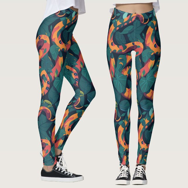 Trendy Cool Orange Snake Pattern Jungle Camouflage Leggings (Von Creator hochgeladen)