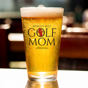 Trendy Cool "WELT'S BEST GOLF MAMA" Red Pint Glas