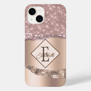 Trendy Copper Diamonds Monogram Case-Mate iPhone 14 Hülle