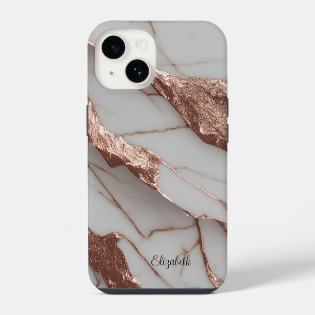 Trendy Copper Glitzer Marmor iPhone Hülle (Rückseite)