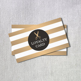 Trendy Copper Striped Gray Hair Salon Loyalty Card Treuekarte