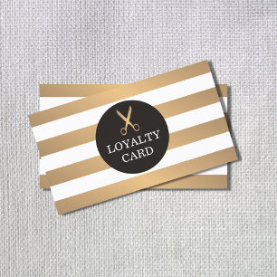 Trendy Copper Striped Gray Hair Salon Loyalty Card Treuekarte