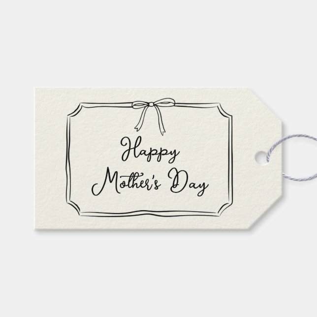Trendy Coquette Bow Happy Mother's Day Champagne Geschenkanhänger (Vorderseite (Horizontal))
