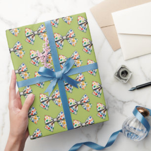 Trendy Coquette farbenfrohe grüne Bow Muster Geschenkpapier