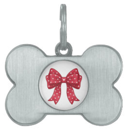 Trendy Coquette Red Ribbon Bow with White Hearts Tiermarke