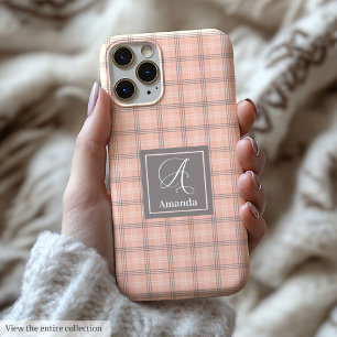 Trendy Coral Grau iPhone Hülle Klar Monogramm Gesc