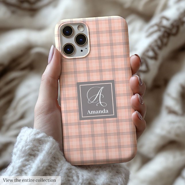 Trendy Coral Grau iPhone Hülle Klar Monogramm Gesc (Trendy Coral Grey iPhone Case Clear Monogram Gift)