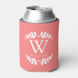 Trendy Coral Pink Monogram Dosenkühler